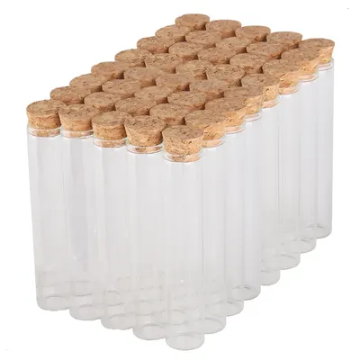 Produktbild von Dayshake Reagenzgläser mit Korken - 40 Stück - 12cm x 2,5cm - Flaschen - Reagenzgläser aus Glas - Glasröhrchen