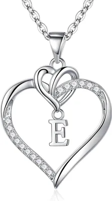 Image de TINGN Collier Femme Cœur Initiales Or 14K Zirconia Lettres Argent