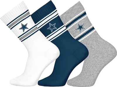Produktbild von Huddle Uni Freizeitsocken Dallas Cowboys Crew 3-Pack WHT/BLU/GRY - Größe 43-46
