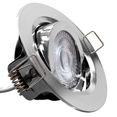 Produktbild von 12x LED Einbaustrahler dimmbar Ultraflach 5 Watt Chrom schwenkbar 230V Rund warmweiß IP20 Deckenstrahler Spot Deckenspot Lumax SL-90
