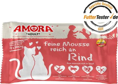 Produktbild von AMORA Cat feine Mousse 10x4x100g | Rind