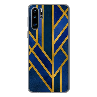Produktbild von MuchoWow® Handyhülle Schutzhülle Hülle für Huawei P30 Pro Gold - Blau - Luxus Silikon Softcase Handy Hülle - Schutzdeckel
