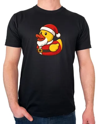 Produktbild von Huuraa Herren T-Shirt Quietscheente Nikolaus Gummiente Weihnachtsmann M Black Bio Baumwolle Fairtrade Herrenshirt Geschenkidee