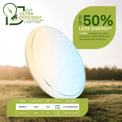 Produktbild von Star A Deckenlampe Ø48 cm - 19,5W, 4450lm, LED, mit EEKA Lichtquelle*, Dimmbar, Fernbedienung, CCT, Weiß