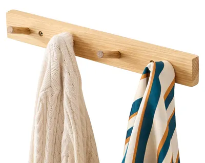 Wandgarderobe Massivholz 40 cm, 4 Haken, natur