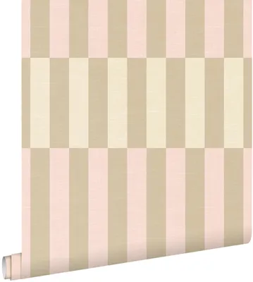 Imagen del producto de ESTAhome papel pintado rayas efecto lino verde claro y rosa claro 50 x 900 cm