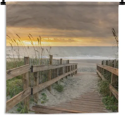 Produktbild von MuchoWow® Wandteppich Wandbehang Strand - Meer - Düne - Weg 60x60 cm Tapisserie Dekoration Wandtuch - Dekorationen - Wand Decke