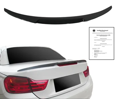 Productafbeelding van Zwarte, glanzende achterspoiler met ABE-certificaat, geschikt voor BMW 4-serie F33 cabriolet, modeljaren 2012-2021