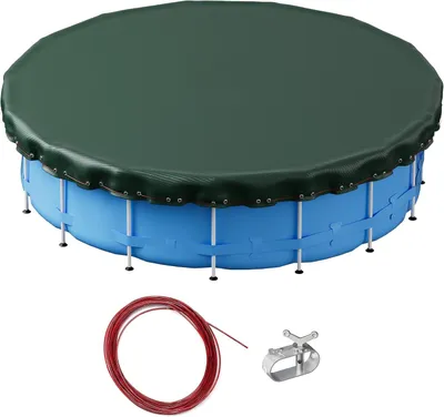 Produktbild von Runde Poolabdeckung Ø 460 cm, 200 g/m² PE, UV-beständige Abdeckung, 2-in-1 Poolplane für Sommer und Winter, schwarz/grün