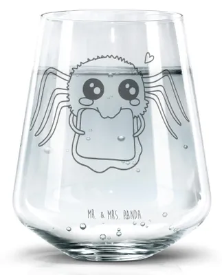 Produktbild von Mr. & Mrs. Panda Wasserglas Spinne Agathe Sandwich - Transparent - Geschenk, Lebensfreude, Hunger, Tumbler Glas, Hungrig, Trinkgefäß, Glück, Mut, Alles Wird gut