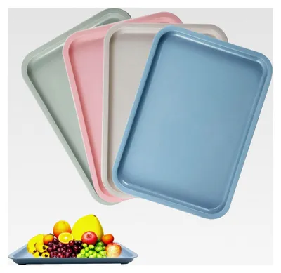 Produktbild von 4 Stück Kunststofftablett Serviertablett Rutschfest Rechteckig 24,5 x 17,5 cm für Küche Esszimmer Café (4 Farben)