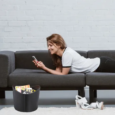 Produktbild von relaxdays koženka L koš na palivové dřevo 17,0 l černý 39,5 x 38,0 x 31,5 cm