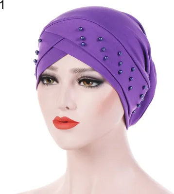 Produktbild von Frauen Perlen Elastic Turban Hut Muslim Cancer Chemo Cap Hijab Kopfwickel