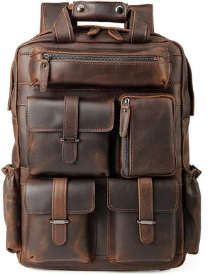 Produktbild von Leder-Rucksack 15,6 Zoll Laptop-Tasche Braun Groß
