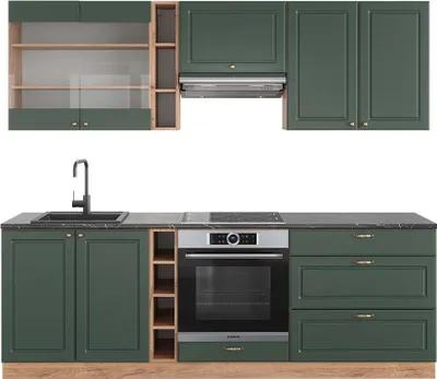 Zdjęcie produktu dla Szafka kuchenna Vicco Fame-Line Green-Gold Country/Gold Power Oak 235 cm , BP Antracyt, Model 42373