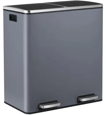 Imagen del producto de Contenedor de basura exterior - Cubo de basura - Papelera - Contenedor de residuos - Con 2 compartimentos - Tapa con sistema de cierre suave