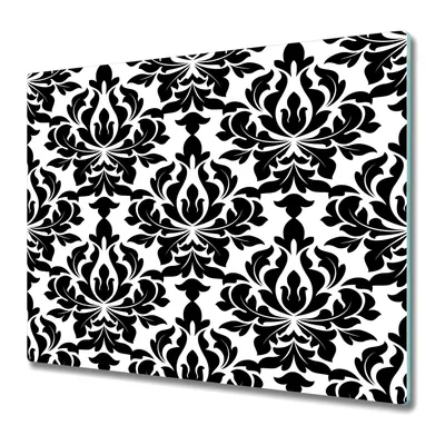 Produktbild von Küchenteller - Schneidebrett Glas - Herdabdeckung -Floral Schwarz Weiß