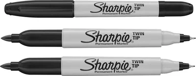 Produktbild von Sharpie Permanentmarker, Doppelspitze, schwarze Tinte, 3 Stück, feine und ultrafeine Spitze
