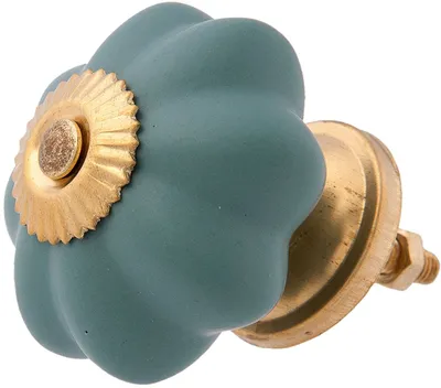 Obrázok produktu pre Clayre & Eef 63805 Kľučka na dvere Ø 4 cm Zelená Zlatá farebná keramika