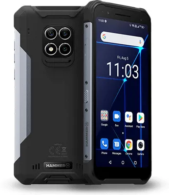 Produktbild von HAMMER Construction 6“ IPS Outdoor Handy, IP69 Robustes Militär Smartphone Wasserdicht Stoßfest Staubdicht, Akku 6000mAh, Quadcore, Android 12, 128GB Speicher, 6GB Ram, Dual SIM, GPS - Silber