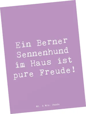 Produktbild von Mr. & Mrs. Panda Ansichtskarte Spruch Berner Sennenhund Freude - Lavendeltraum - Geschenk, Hunderassen, Kunstkarten, flauschiger Hund, Ansichtskarten, Postkarte