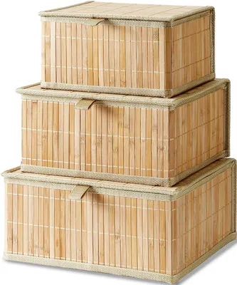 Produktbild von Beige Aufbewahrungskorb mit Deckel, Set aus 3