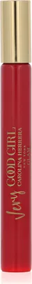A red bottle with a gold cap and text on it.