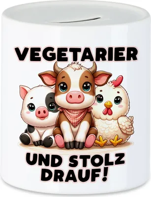 Produktbild von Vegetarier und stolz drauf Süße Tiere Spardose - Vegetarisch Veganerin Idee