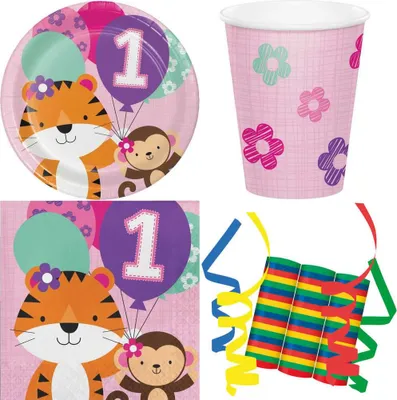 Produktbild von 35-tlg. Set Kindergeburtstag Party Deko Fete Feier Motto 1. Geburtstag Mädchen