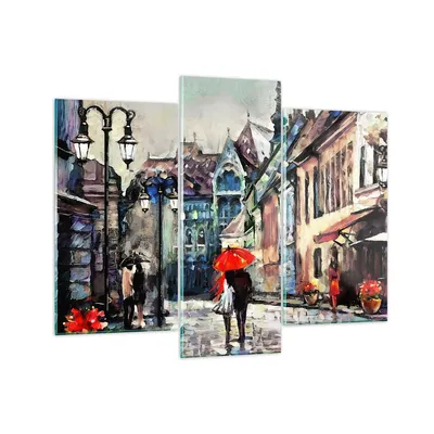 Produktbild von Bilder auf glas - Stadt Straße Haus - 130x100cm - Glasbilder - Wandbilder - Kunstdruck - zum Aufhängen bereit - Wanddekoration aus Glas - Glas Bilder - Wandbild auf Glas - 3 Teile - GCB130x100-3940