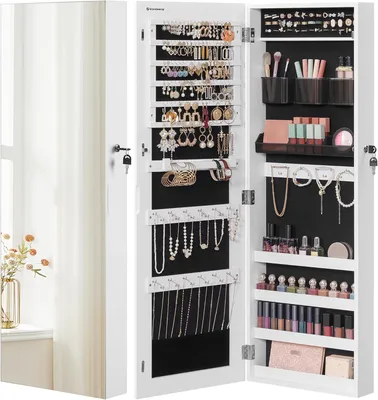 Produktbild von Schmuckschrank hängend abschliessbar Spiegel weiss