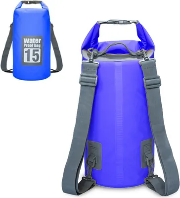 Produktbild von Drybag wasserdichter Seesack, Rollbeutel, Rucksack, Wassersack - blau, 15L