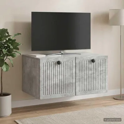 Image de Maison Exclusive - Meuble TV mural gris béton 59,5 x 41 x 30 cm