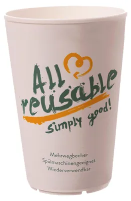 Produktbild von 50x Mehrweg Heißgetränkebecher Kaffeebecher Coffee to go 'All Reusable' - 200 ml