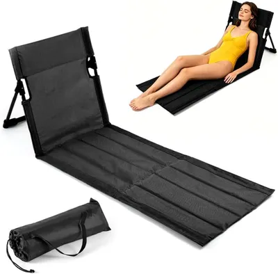 Produktbild von Strandmatte klappbar, verstellbare Rückenlehne, schwarz, für Camping