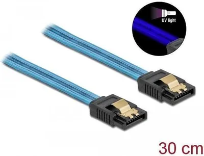 Obrázok produktu pre DeLOCK 82127, 0,3 m, SATA III, SATA 7-pin, SATA 7-pin, Samec/samec, Modrá