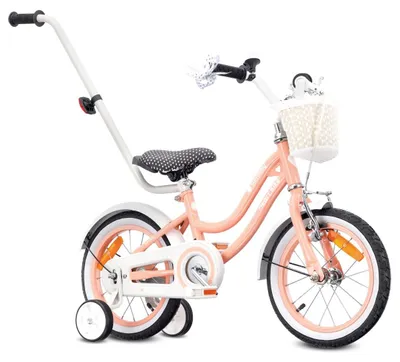 Immagine prodotto di sun baby Heart Bike Bicicletta per una bambina, rosa, 14 pollici con barra di spinta e ruote laterali, morello
