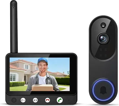 Produktbild von ZELURXX WLAN Video Türsprechanlage, HD Türklingel Kamera, Nachtsicht, 1080p, 2MP, App-Steuerung, kabellos, mit Akku, Fernüberwachung, Schwarz