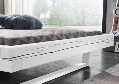 Produktbild von Balkenbett Doppelbett Bettgestell Ehebett Massivholzbett Bett "Long Beach I" 200x200 cm