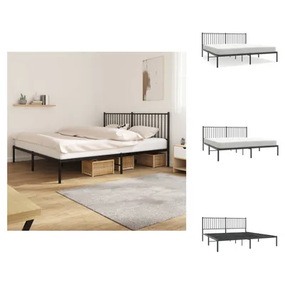 Produktbild von vidaXL Bettgestell mit Kopfteil Metall Schwarz 183x213 cm -  Betten & Bettgestelle