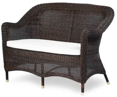 Produktbild von Casa Padrino Luxus 2er Gartensofa Dunkelbraun / Weiß 140 cm