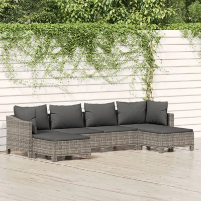 Produktbild von The Living Store 6-tlg. Garten-Lounge-Set mit Kissen Grau Poly Rattan