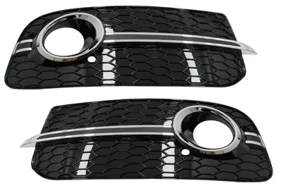 Immagine prodotto di Coperture per le luci antinebbia per SUV Audi Q5 8R, modello restyling 12-16, stile RS, colore nero con dettagli cromati.