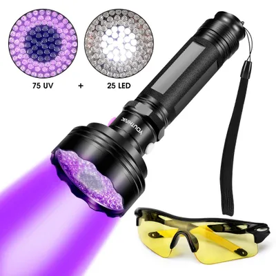 Obrázok produktu pre výkonná LED baterka 2 v 1, 75 lúmenov, UV svetlo, 395 nm
