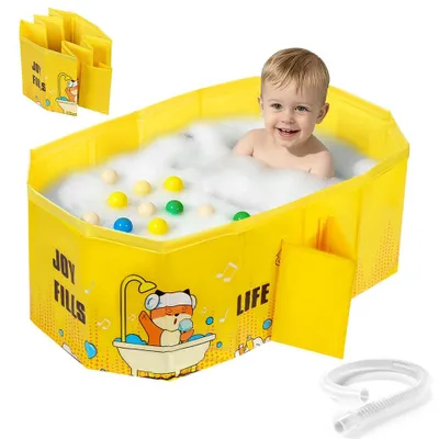 Image de Baignoire pliante pour bébé, idéale pour les voyages, adaptée aux enfants de 0 à 8 ans, avec surface antidérapante