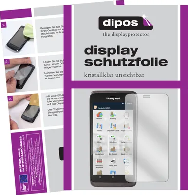A collage of images showing instructions for applying a screen protector and a product shot of a screen protector on a phone.