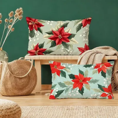 Obrázek produktu pro Elzusha – Sada dvou povlaků na polštáře, rozměr 40 x 80 cm, barva červená a šalvějově zelená