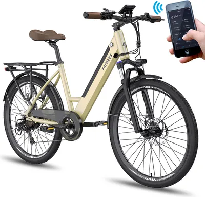Produktbild von 26'' Step-Through City E-Bike 25 km/h 250W Motor 36V 10Ah Integrovaná odnímateľná batéria, Shimano 7-rýchlostná prevodovka Golden