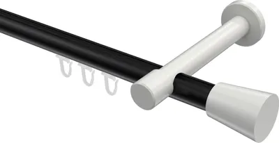 Produktbild von Interdeco Innenlaufstange / Gardinenstange mit Innenlauf Schwarz / Weiß, Typ Prestige Sitra (Konus), 20 mm Ø 1-läufig, 200 cm