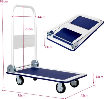 Immagine prodotto di Carrello con piattaforma pieghevole, capacità 150 kg, ruote girevoli a 360°